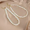 Collier de perles de verre élégant pour femmes, Vintage, mode fête de mariage, ras du cou, bijoux cadeau pour filles