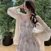 Yaz Peri Elbise Çiçek Kadınları Aline High Bel İnce Seksi Mini Sahil Elbise Femme Robe Strap Elbise Sundress 220613