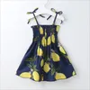 Girls Dresses Kids Designer Clothes Baby Summer Sunflower A-Line Dresses Lemon Pineapple Child Infant Strappy Strapless Dress Newborn Boutique Clothing B36