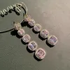 DLZ Shining CZ Zircon Square Long Tassel Stud Earrings for Women Jewelry