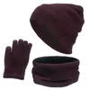 Basker vinter varm unisex scarf hatt handske set tjock oändlighet smart pekskärm textning handskar set skallies beaniesberets