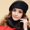 100 wool beret winter women felt Floral Women Felt French Beret Beanie fedora hat Winter Flower 220817