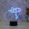 Luci notturne USB a forma di bici da corsa decorativa per camera da letto LED 7 colori lampada da tavolo in acrilico novità luce lunare da comodino