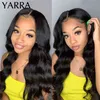 Brazilian Body Wave HD Transparent 360 Lace Front Human Hair Wigs for Black Women Pre Plucked with Baby Remy Yarra 220609