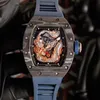 Orologio da uomo Automatico orologio 52*43*14 mm Custodia in fibra di carbonio Movimento meccanico giapponese Dragon Pattern Man Orologi RM57-03