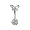 Crystal Belly Button Ring Butterfly Belly Piercing Ear Steel Long Dangle Flower Navel Rings Sexy Body Jewelry