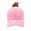 Leopard Ponytail Hat Criss Cross Cross Cross Cross w trudnej sytuacji Buns Buns Ponycaps Baseball Cap Trucker Mesh Hats