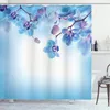 Rideaux de douche Rideau de fleurs Orchidées Fleurs naturelles Réflexions sur l'eau pour le printemps Art apaisant Tissu Tissu Salle de bain DécorDouche