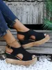 Elbise Ayakkabı Yaz Sandalet Kadınlar 2022 Trend Kama Platformu Günlük Zarif Parti Yüksek Topuklu Basit Roman Tarzı Sandalsdress