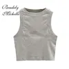 Bradely Michelle Girls Summer Aankomst Korte Casual Half High Collar Solid Color Gebreide Vintage Panty Tanks 220318
