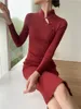 Casual jurken Chinese stijl Stand lange mouw Cheongsam jurk bodycon hip slanke gewaad femme elegant temperament vestido feminino retro breier l