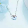 925 catena di collana a ciondolo di fiore blu argento in argento sterling per donne in forma da uomo in stile Gioielli regalo 390770C01-502257244