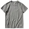 Sommer Amerikanische Retro Kurzarm Oansatz Solide T-shirt männer Mode Reine Baumwolle Gewaschen Alte Paar Casual Tops 9 Farben 220509