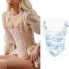 Bälten blommor bustier skörd topp midja cincher korsett med remmar halter toppar för kvinnor sexig rygg retro bustierbälten