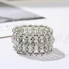 Charm Bracelets Bohemian Ethnic Silver Color Bangles For Women Vintage Hollow Rhinestone Resin Carved Beaded Elastic JewelryCharm Inte22