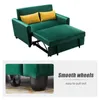 US Stock 55 "Meubles de salon de canapé en velours moderne avec lit de couchage à poil avec 2 oreillers dossier réglable pour les petits espaces Green WF199112AAB