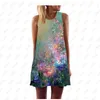 XXXH Vestido de flores Suelto Sin mangas Estampado 3D Casual Verano Una línea Vestidos de mujer Patrón Minifalda delgada 220713