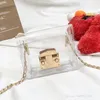 Kids transparent mini purse girls pearls metals buckle chain one shoulder Jelly bags children candy color PVC messenger bag wallet F1118