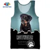 Sonspee 3D Print Rottweiler Animal Dog Face Men's Sea Top Смешная летняя повседневная бодибилдинг.