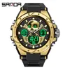 Armbanduhren Sanda Sport 6087 Uhr Männer Militär Armee Top Marke Schädel Armbanduhr Dual Display Männlich Für Uhr Wasserdichte Stunden Hect22