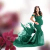 Vestido grávida Novos adereços de fotografia de maternidade para fotografar roupas de gravidez de gravidez e chiffon fora do ombro vestido de meio círculo