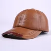 Wholesale Genuine Leather Baseball Cap Men Women Black Cowhide Hat Adjustable Autumn Winter Real Leather Peaked Hats 220514