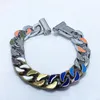 Top Designer Chains Necklace Luxury Jewelry Design Diamond Titanium steel Engrave Colored Enamel Thick Chain Links Patches Bracelet 70