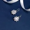 Famous S925 Sterling Silver Crystal Sunflower Earrings Women Wedding Zircon Jewelry Rose Gold Geometric White Diamond Earring5275256