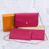 2022 3PCS Kobietowa torba na ramię Messenger Łańcuch Pasek Cross Body Body Worki Ladies Flap Torebka Torby sprzęgła