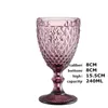 Vintage Glass Goblet - 240ml Vintage Wine Goblet, Carved Colored Wine Glasses for Wedding, Party, Daily Use - 4 Kinds of Colors