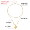 Vintage multicouche géométrique pièce pendentif collier pour femmes couleur or mode torsadé perle mince chaîne cou bijoux