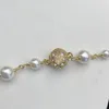 Luksusowe naszyjniki wiszące modne dla kobiet dziewczęta sześcienne cyrkonia Diamond Złote Pearl Naszyjnik Designer retro vintage sąd GIF4938003
