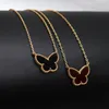 2022 NUEVO Green White Shell Side Collares colgantes para mujeres Collar de gargantilla de diseño de lujo de 18K Gold Butterfly