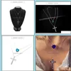 Naszyjniki wisiorek mtilayer niebieski kryształowy serce Cross Ocean Biżuter Choker Naszyjnik Hjewelry Drop dostarczanie wisiorki dhwbp