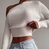 Kadın Sweaters Seksi Omuz Kapalı Kadın Süvarisi Sonbahar Moda Moda Düz Renk Düğün Külot Kadınlar Sıradan Uzun Kollu Mahsul Sokak Giydi