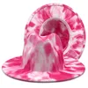 Cappelli Fedora jazz in feltro di lana da uomo donna con berretto colorato a doppia faccia Tie Dye a tesa larga Jazz Church Panama