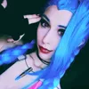 L-Eail Wig Synthetic Hair Game Lol Arcane Jinx Cosplay Wig 130cm Long Cor Blue Resistente ao calor Mulheres Wigs220505