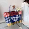 New Woven Stripe Straw Tote Bag Fashion Fashion Simple Homeo de hombro Gran capacidad Playa Bolsa de estilo extranjero Shopper 220614