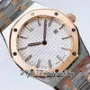 8FF 8F67651 Swiss Quartz Movement 33mm Womens Watch Rose Gold Bezel Silver Textured Dial Stick Markers Two Tone 316L Rostfritt stål Armband Super modeklockor