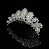 Jewelry Beautiful Elegant Pearl Rhinestone inlay Crown Tiara Wedding Bride Hair Comb for Party Evening Jewelry