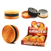 Hamburger Herb Grinder 3 Strati 55mm Diametro Plastica In lega di zinco Tabacco Smerigliatrice a base di erbe Smerigliatrice manuale Crusher Smoking Rigs