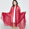 Luxury 150 230 cm de longueur de soie en satin Scarf d'été Summer SHAWL GRENE TOP GRADE SCRANTS Simple Plain Murffon Head