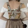 Floral Beach Party Sexy Bustiers Crop Women Backless Bandage French Vintage Halter Top Korean Fashion Boho Lace med Corset 220318