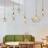 Moderne glazen hanglamp heldere champagne kleurophanging licht hotel café bar dinering slaapkamer creatieve metalen hangende verlichting