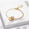 Lyxiga romerska siffror Pendanthalsband Crystal Diamond Rose Gold Silver Fashion Titanium Steel Double Circle Armband Anklets WO6751830