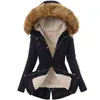Women's Jackets Warm Winter Women Faux Fur Hooded Cotton Down Jacket Casual Outwear Long Overcoat