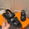 2022 Chypre Sandals Women Men Flat Slippers Big Head Leather Hotel Shoes Classic Beach Shoes Brown Black White Top Quality With Box