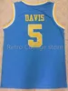 XFLSP # 5 Barão Davis UCLA Bruins Universidade Retro Retrô Basquetebol Jersey Personalize Qualquer Número de Tamanho e Nome do Jogador