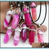 Arts And Crafts Rose Pink Purple Stripe Agate Stone Hexagon Pendant Reiki Healing Crystal Cone Point Charms Sports2010 Dhc