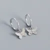 Boucles d'oreilles papillon en argent Sterling 100% 925 pour femmes, bijoux en forme d'animal doux, cerceau pour filles